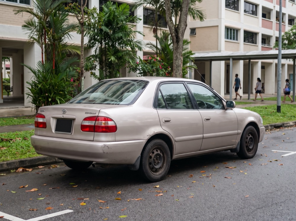 An older car ready to scrap in Singapore